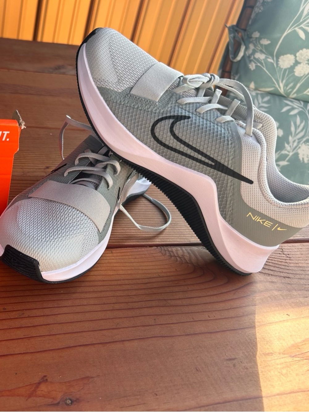 Nike Light Gray and Black Mesh Training Shoes